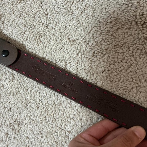 Shyanne Western Leather Belt Floral Glitter Rhinestone Buckle Brown - Picture 3 of 5